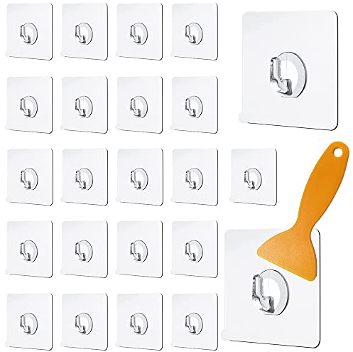 ZDQC 30 Stück Magische Haken mix set,Selbstklebende Klebehaken mit Schaber,Haken Selbstklebend Transparent Stark,Transparente Haken Saugnapf,Handtuchhaken ohne Bohren,Klebehaken Starker halt
