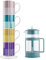 Egan Lot de 4 mugs Impil. avec Metalrack Pantone Linear + French Press Bleu 1000 ml