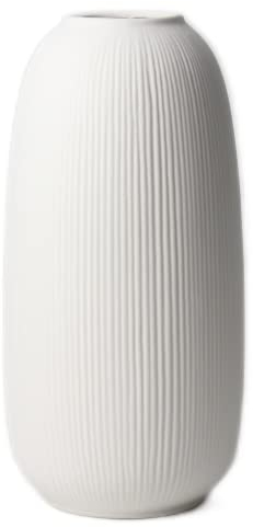 Portsea Lines Tonvase in Weiß – gehärtete Keramikvase – 25 cm Blumenvase (weiß)