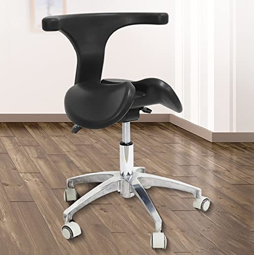 Verstellbarer Sattelhocker, Zahnarztstuhl mit Rückenstütze, ergonomischer Rollsitz, hydraulischer Drehstuhl aus PU-Leder für Salon, Tattoo, Schönheit, Spa, medizinische Klinik, Labor, Studio, Büro
