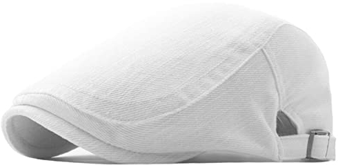 Ruicheng Barett Cap Herren Sommer Baumwolle Newsboy Flat Cap Schiebermütze Verstellbare (Weiß)