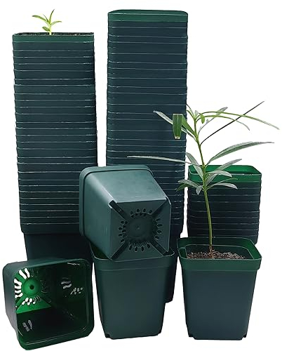 RooTrimmer Lot de 90 pots de fleurs carrés en plastique épais de 9 cm pour semis et semis, robustes et élégants.