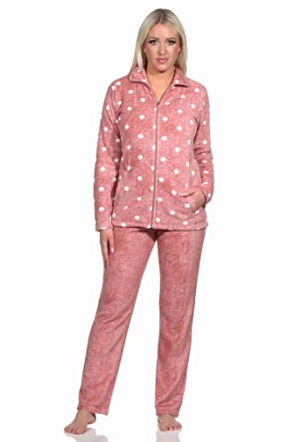 Normann Kuschelig Warmer Damen Hausanzug aus Coralfleece in toller Tupfen Punkte Optik