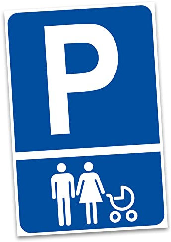 Hinweisschild 20x30cm Alu Verbundplatte für Zaun Tor Tür Pfosten wetterfest Aluminium Schild ohne Bohrungen Parkplatzschild (11 Eltern-Kind-Parkplatz)