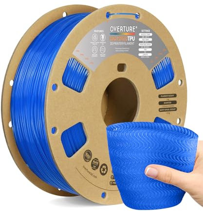 OVERTURE TPU High Speed Filament 1.75mm Flexible 95A TPU Roll, 3D Printer Filament,Dimensional Accuracy +/- 0.02 mm, Fit Most FDM Printer(HS TPU Translucent Blue)