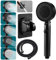Pommeau de Douche Douchette Anti Calcaire Pomme de Douche à Haute Pression avec 5 Modes Paume de Douche Salle de Bain Economie d'Eau avec Tuyau 1.5 M Support Pommeau Douche (Noir)