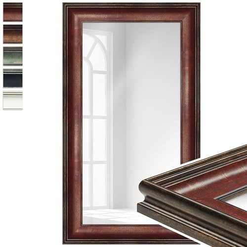 WANDStyle großer Spiegel Rot, großer Wandspiegel Vintage 40x70 cm | Barock Spiegel, Hängespiegel groß, Badspiegel Kunststoff, Flurspiegel Wand, Standspiegel, H235 Made in Germany