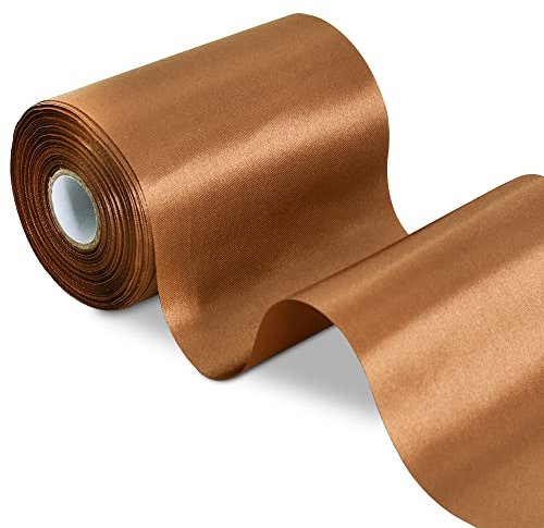 TONIFUL 10.2 cm breites, kaffeebraunes, solides Satinband, 22 m, Stoff, großes Band zum Schneiden von Zeremonien, große Öffnung, Stuhlschärpen, Tischhaar, Autoschleifen, Party, Dekoration