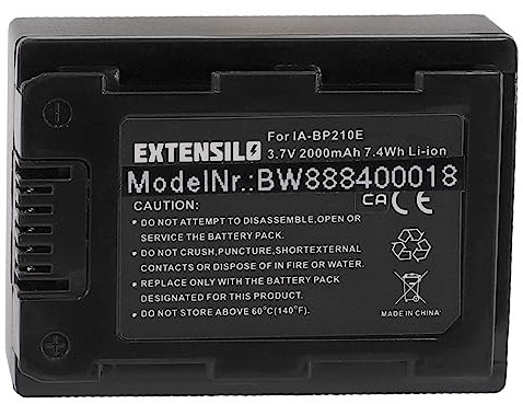 EXTENSILO Replacement Battery compatible with Samsung SMX-F70, H405, SMX-F50 Camera DSLR (2000mAh, 3.7 V, Li-ion)