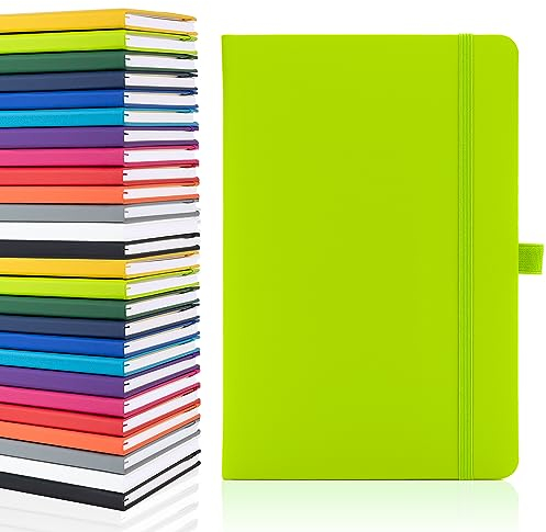 Notes London Blanko-Seiten-Notizbuch, A5, weiß, unliniert, blanko, Stiftschlaufe, Band und Papiertasche, mittelfester Einband, Notizbuch, umweltfreundlich, nachhaltiges Papier, Limettengrün