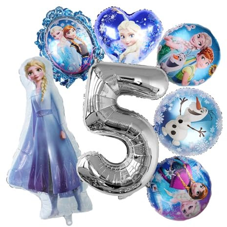 Frozen Luftballon 5 Jahr Geburtstag,Elsa Luftballon Party Deko,Eiskönigin 5 Jahr Geburtstag Frozen Mädchen,Ballon Party Dekoration