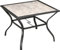 Outsunny 94 x 94 cm Garden Table with Parasol Hole, Outdoor Dining Table for 4, Square Patio Table with Stone-Grain Effect PC Board Top for Patio, Garden, Grey