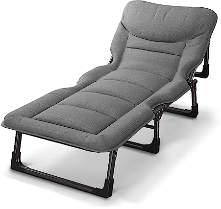KAMPCO Tragbarer Faltbarer Loungesessel für den Außenbereich, Schlafsessel mit Matratze, Verstellbarer Null-Gravitations-Sessel für Sonnenbaden, Camping, Pool, Strand, Terrasse