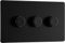 BG Electrical FFB83 - Interruptor de atenuación inteligente de triple pared, 2 vías, placa frontal sin tornillos, placa plana premium, negro mate, 200 W, FFB83