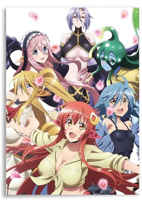 CosplayStudio Hochwertiges Monster Mädchen Wandbild | Mädchen Gruppenbild auf Hartschaumplatte | Monsuta Musume Poster | 30x42cm