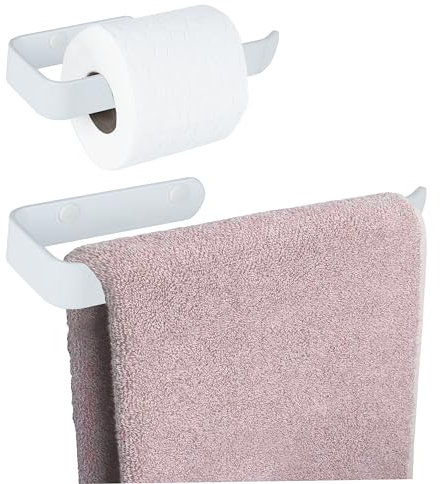 Toilet Roll Holder and Towel Holder Set - Hand Towel Holder, Toilet Roll Holder Wall Mounted. 2 pcs Bathroom Accessories Set for Kitchen, Bathroom, Laundry and Toilet.