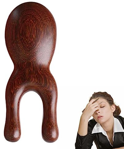 Massaggiatore viso in legno, comodo e compatto, strumento per massaggio del cuoio capelluto, superficie liscia, strumento viso in legno naturale, a denti larghi, massaggiatore ergonomico portatile per
