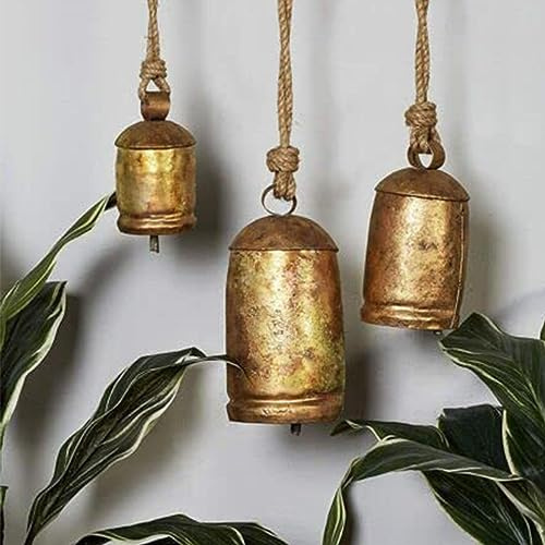 Decoración Navideña De Campanas De Vaca | Campana Decorativa para El Hogar Vintage | Campanas Vaca Metal Vintage | Vaca Metal Vintage Grandes Campanas Decorativas Naviñas Hechas A Mano En Cuerda