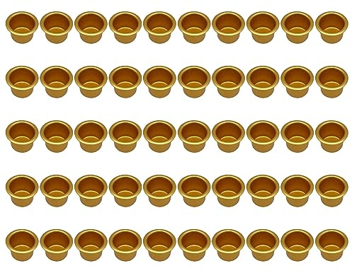 BYUTFA Kerzenhalter, 50 Stück, Mini-Kerzenhalter aus Metall, 50er-Set, goldene Aluminium-Kerzenleuchter für Festliche Dekorationen, einfache Heimdekorationen