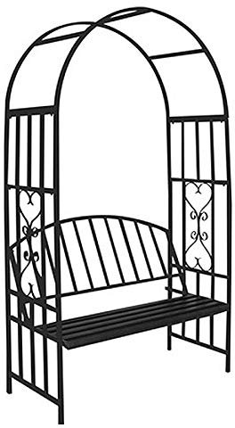 Bogen Für Pflanzen, Torbogen Für Den Garten, Rosenbogen Aus Metall Und Eisen Mit Sitzbank, Gartenbogen Für Kletterpflanzen, Gartenlaube, Pergola Für Hochzeiten Im Freien, 114 Cm X 50 Cm X 206 Cm