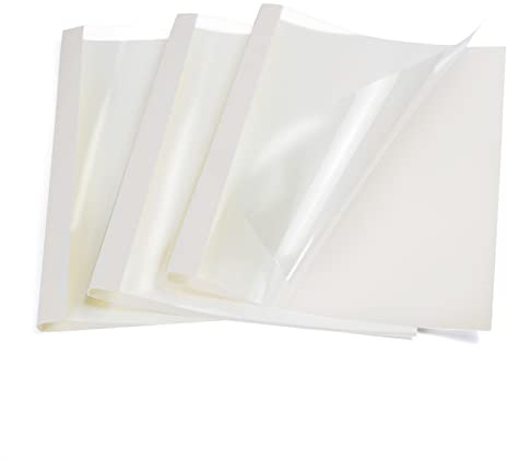 RAYSON Couvertures de reliure thermique, 15-100 feuilles, 2 mm, 3 mm, 4 mm, 6 mm, 12 mm, A4, Blanc, Lot de 25