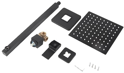 Regenduschset, Quadratischer Einzelgriff in der Wand, Wasserfall-Duschkopf-Set für Badezimmer, Zuhause, Schwarz