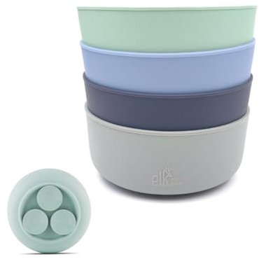 Elk and Friends Kids Porcelain Bowl Silicone Suction Sleeves Sleeves | Microwave & Dishwasher Safe