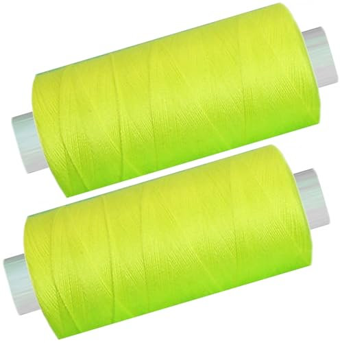 2 Spulen a. 500 m Nähgarn/Syngarn neon - gelb, Garn Nähfaden Polyester für die Nähmaschine, (0,06 € /10 m), 0475-11