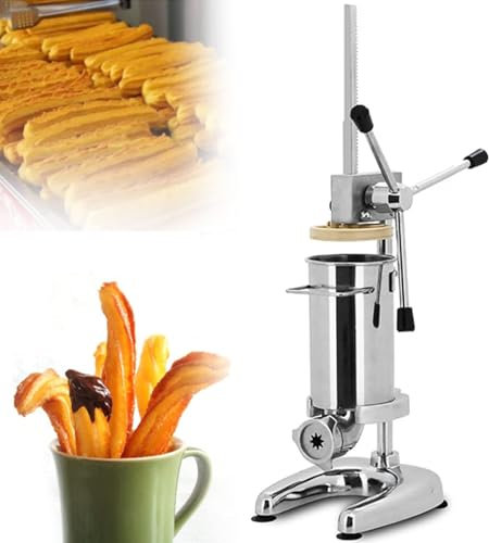 XNZJHPP Manuelle Churros-Maschine, 2 l/3 l, kommerzielle Churros-Maschine, lateinamerikanische Obstmaschine aus Edelstahl, mit 5 Düsen, robuste Churros-Maschine, ideal für Restaurants (2L)