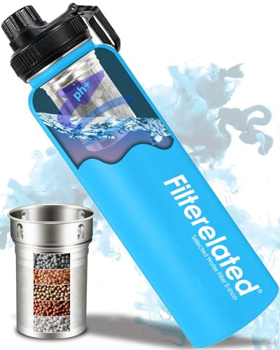 Alkaline Water Bottle Stainless Steel Portable Alkaline Filter Sports Travel Home Water Bottle,PH 9+ Water for health, 800 ml (Blue)