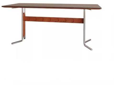 GUERNSEY Esstisch Retro Moderner Rechteckiger Esstisch Aus Schiefer for Zuhause, Einfacher Esstisch Aus Massivholz Mit Beinen Aus Edelstahl Küchen- und Esszimmertische