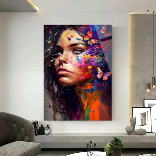 Blue Booms Butterfly Girl Verre acrylique 30 x 45 cm Sans cadre