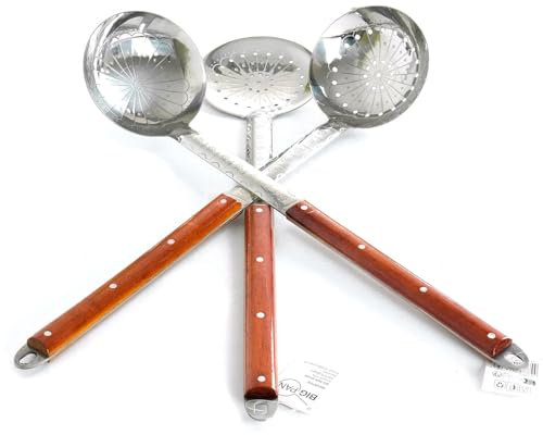 3er-Set XXL 65cm Schöpflöffel Suppenkelle Küchenhelfer Gießlöffel Soßenlöffel Schaumkelle Schumovka Schaumlöffel Edelstahl Perfekt für Kazans oder Großküchen