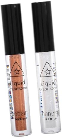Healvian 2stücke Flüssiger Lidschatten Mit Schimmernder Glitzer-farbe Metallischer Flüssiger Eyeliner Für Augen-make-up Wasserfester Applikator Für Präzise Anwendung