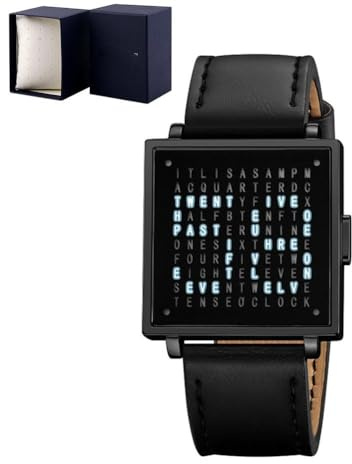 Orologio unico con lettere a LED, orologio unisex in acciaio inox con display a LED, un orologio che racconta l'ora con lettere, orologio sportivo multifunzione, orologio quadrato, regalo per uomini e