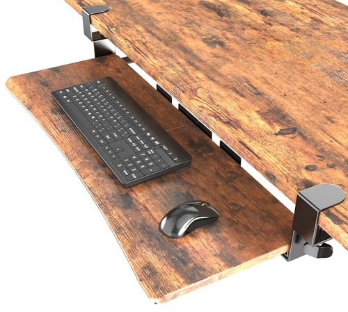UPGRAVITY Extra Large Under Desk Keyboard Tray - Pull Out with Sturdy C-Clip Mounting System, 31.5 (35.8cm Including Clamps) x 4.6 Fold Out Keyboard Tray, Computer Drawer