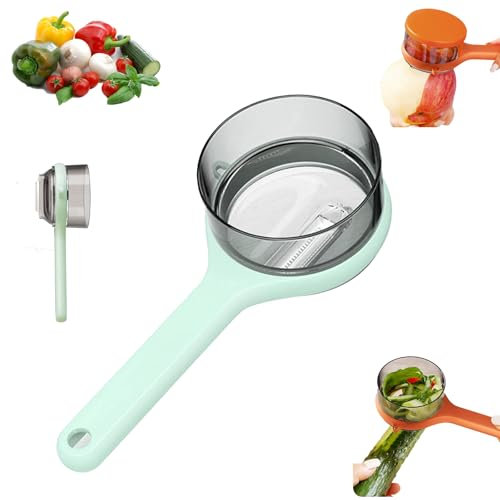 Cuchillo pelador con caja de almacenamiento, pelador de verduras de acero inoxidable de doble cara con recipiente, pelador de verduras multifuncionalFrutas (color naranja)