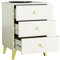 BDW Weißer Nachttisch - Nachtschrank mit 3 Schubladen - Solide Konstruktion - Modernes und minimalistisches Design - 40x58x37 cm - Weiß mit Gold Details