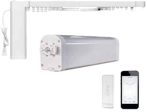 SanBouSi Elektrische Gardinenschiene Smartes Vorhangschiene Fernbedienung Sprachsteuerung und App, Smart Home Elektrische Gardinen 4.2 Meter