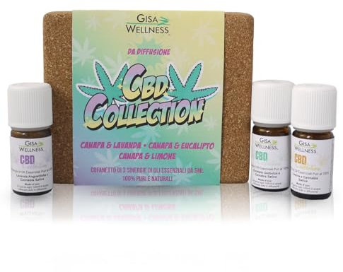 Gisa Wellness - CBD COLLECTION: Kit di 3 Oli Essenziali da [5ml] - 100% Puri - Lavanda, Limone ed Eucalipto CBD - Per Aromaterapia - Cura della Persona - Made in Italy
