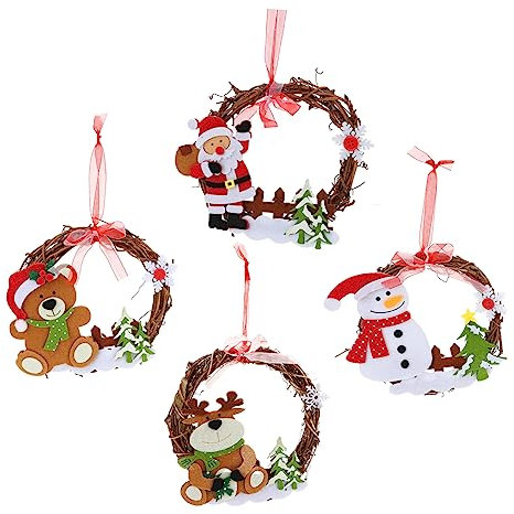 Cabilock 4stücke Rattan-kreisdeko Für Weihnachtsbaum Als Hängekranz Weihnachtsbaumanhänger Aus Hochwertigem Material Als Baumaufhänger Für Natürliche Dekoration