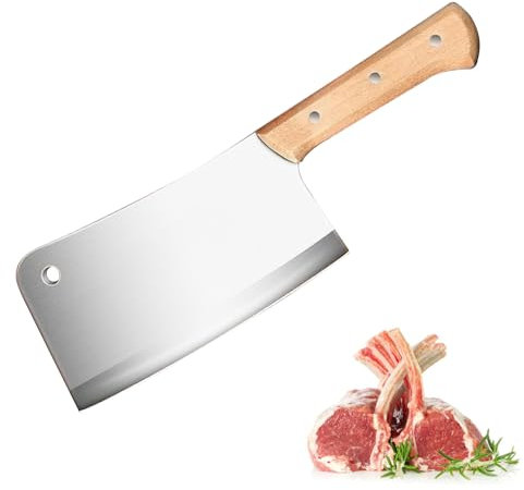 Royomal 38cm Hackmesser, Hackmesser Kochmesser, Verdickte Klinge, Chinesisches Kochmesser, Scharfes Küchenmesser, Fleischermesser und Hackbeil für Knochen, für Küche & Restaurant
