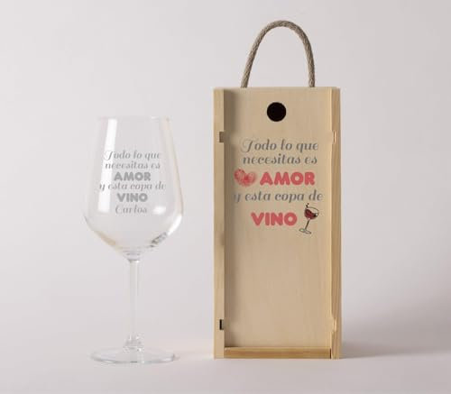 NANNUK | Copas De Vino Personalizadas De Cristal | Regalos Originales Para Mujer Y Hombre | Copas De Vino Tinto Grabadas | Regalo Dia de La Madre | Regalos Aniversario Pareja | Regalos Personalizados