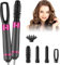 LuLuanping Cepillo Secador de Pelo Air Styler 5 en 1, 1200W Caliente Secador, Moldeador, Alisador, Iones Rizador, Revestimiento en Cerámica, para Cabellos Lisos y Luminosos, Ondas Suaves (Gris)