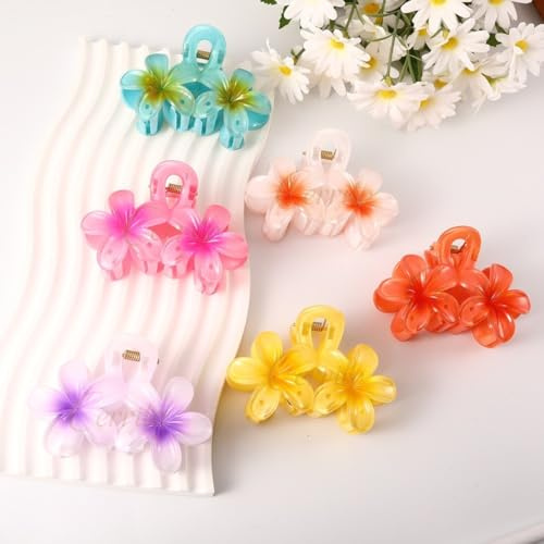 Cerrito Haarklammern mit hawaiianischer Blume, Plumeria und Hibiskus, rutschfeste Clutcher für Haar, starker Halt, Haar-Accessoires für dickes oder dünnes Haar, Strand, den täglichen Gebrauch (lang
