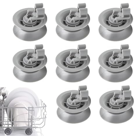 LightBeacon 8 Pezzi Rotelle per Cestello per Lavastoviglie, Set di Ruote per Carrello Lavastoviglie Cestello, Ruote per Lavastoviglie, Universali per la Maggior Parte Delle Lavastoviglie