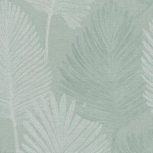 Profhome Florale Tapete 786734-GU heißgeprägte Vliestapete türkis silber pastell-türkis licht-grün 0,53 m x 10,05 m = 5,33 m2