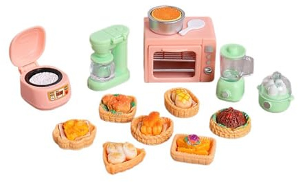 Realistic Miniature Oven Electric Cooker Kitchen Scene Set for Doll House Role Play Educational Toy Children Play Food Doll House Cooking Set
