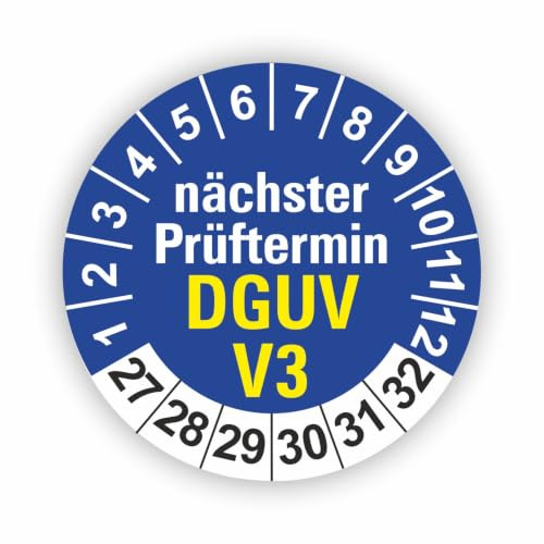 Fassbender-Druck PRÜFPLAKETTEN - Hochwertige Prüfetiketten DGUV V3 Prüfung Ø 20mm - Selbstklebende PVC-Folie - Wartungsetiketten für Prüfung - Prüfplakette für Prüfungsnachweis (250 Stück)