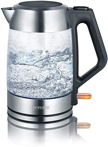 SEVERIN Glas-Wasserkocher, 1,7 L, ca. 2.200 W, WK 3475, Edelstahl/Schwarz